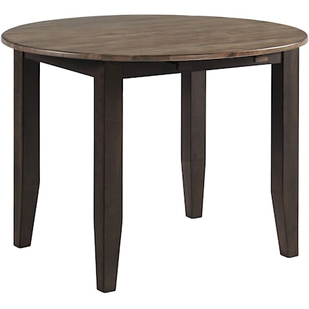 Transitional Round Dining Table with 2 Drop Leaves
