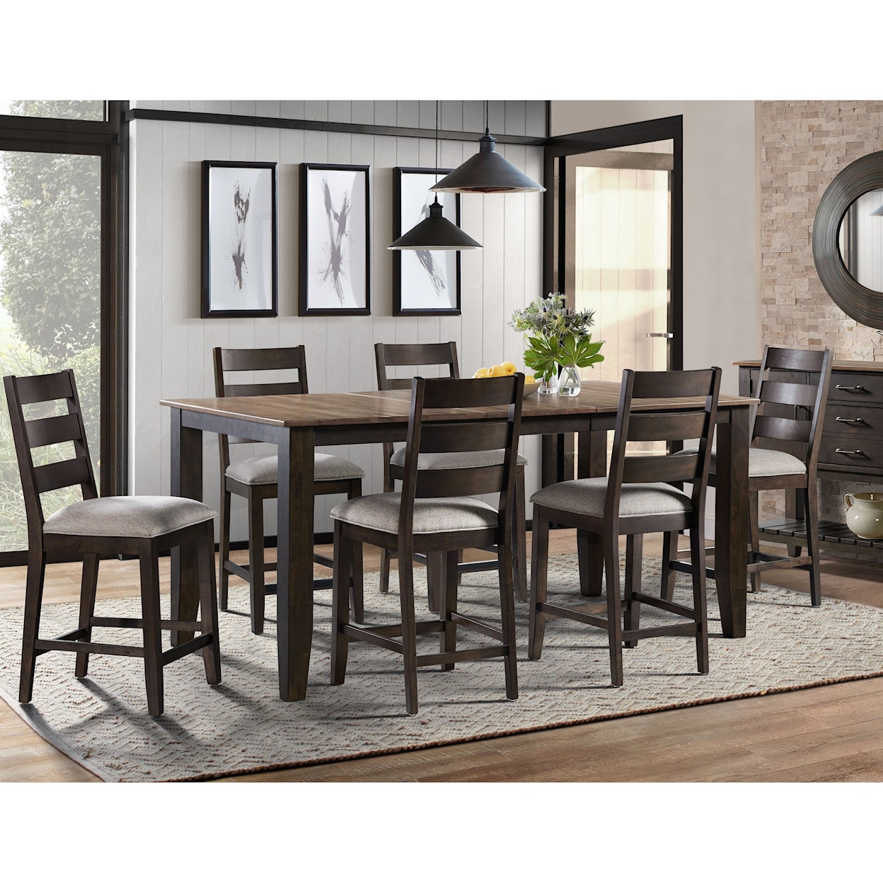 Intercon 31217 7-Piece Counter Height Table and Chair Set