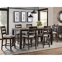Transitional 7-Piece Counter Height Table and Chair Set with Self-Storing Leaf and Upholstered Seats