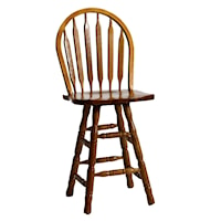 24" Turned Leg Arrow Back Swivel Bar Stool