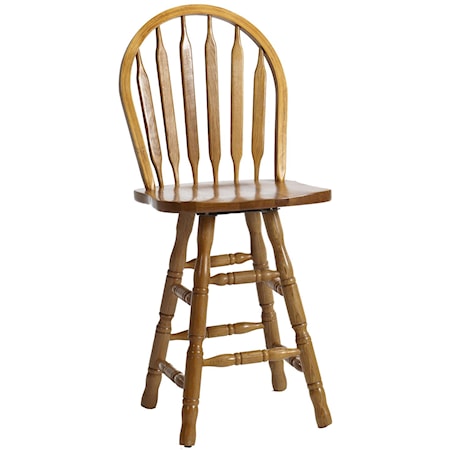 24" Curved Arrow Back Swivel Bar Stool