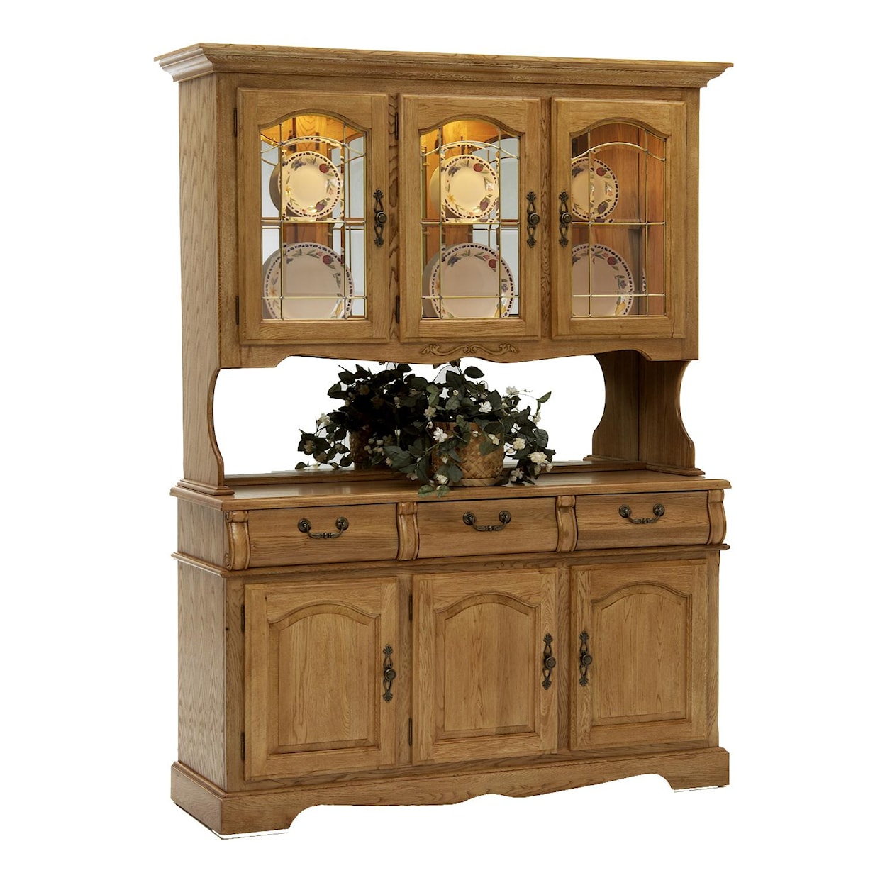 Intercon Classic Oak China Hutch and Buffet