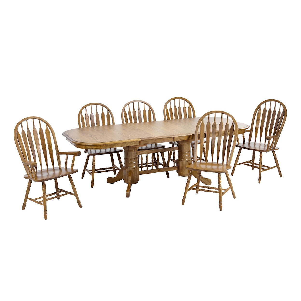 Intercon Classic Oak Trestle Table with Dining Chairs