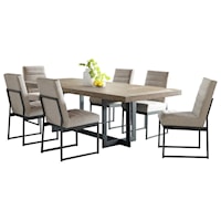 Rustic 7-Piece Table and Chair Set with Self-Storing Leaf