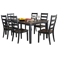 7 Piece Leg Table and Ladder Back Chair Set