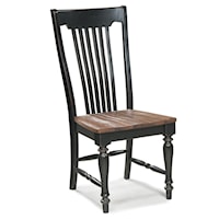 Bourbon and Black Turned Pedestal Leg Dining Side Chair