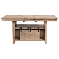 Relaxed Vintage Counter Height Table with Self-Storing Leaf and Storage