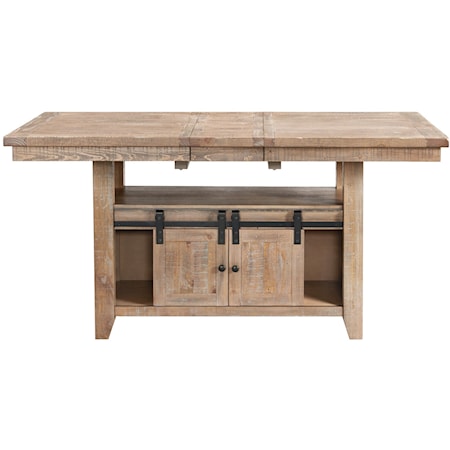 Relaxed Vintage Counter Height Table with Self-Storing Leaf and Storage