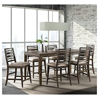 CONTEMPORARY 5-PIECE COUNTER HEIGHT DINING SET WITH SELF-STORING LEAF