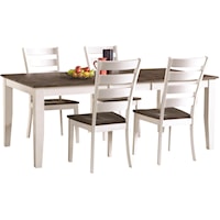 Transitional 5-Piece Dining Room Set with Extension Leaf