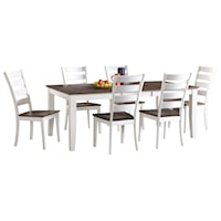 Transitional 7-Piece Dining Room Set with Extension Leaf