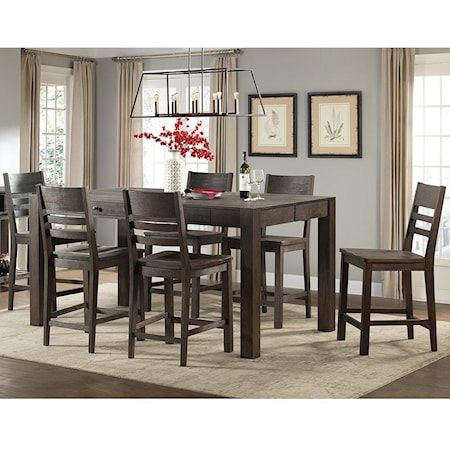 7 Piece Gathering Height Table and Stool Set