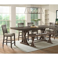 5-Piece Farmhouse Counter Height Dining Set