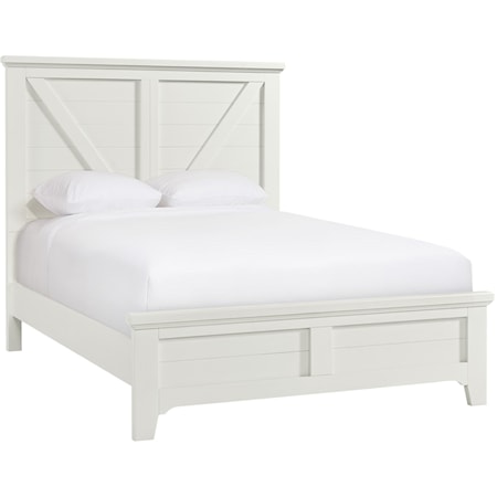 Casual Full Platform Bed with Paneled Headboard