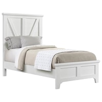 Casual Twin Platform Bed with Paneled Headboard