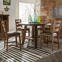 5 Piece Rustic Round Counter Table Set
