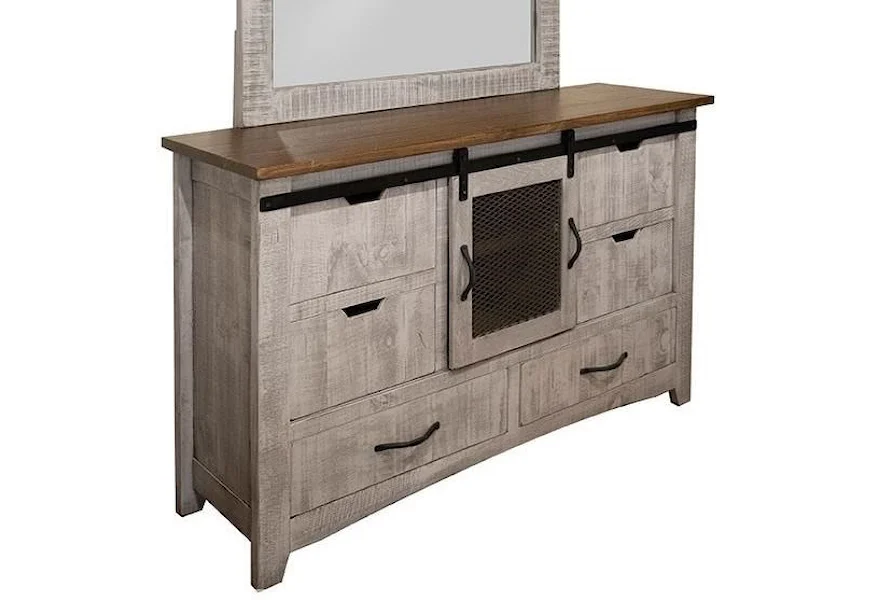 Pueblo Dresser with 6 Drawers and 1 Door by International Furniture Direct at Pedigo Furniture