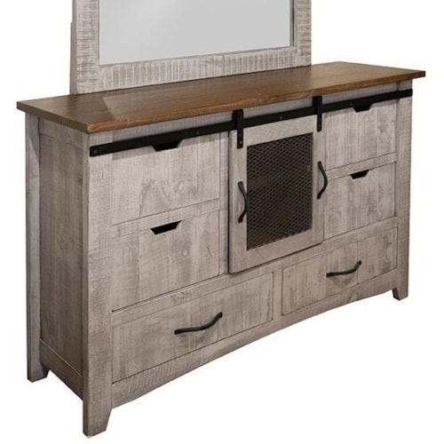 Rustic Dresser with 6 Drawers and 1 Door