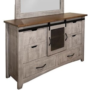 International Furniture Direct Pueblo Dresser with 6 Drawers and 1 Door