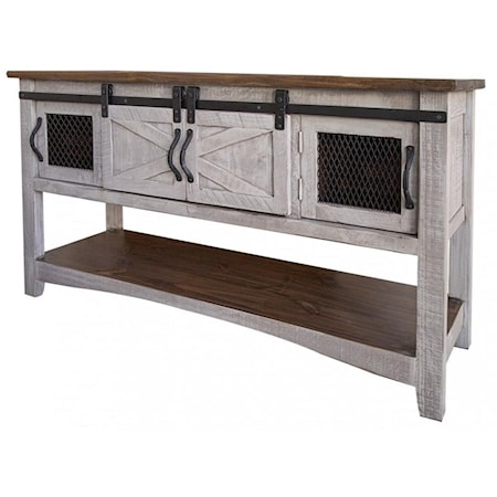 Rustic Sofa Table with 4 Doors