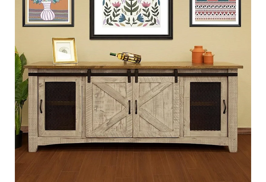 Pueblo 80" TV Stand with 4 Doors by International Furniture Direct at Godby Home Furnishings
