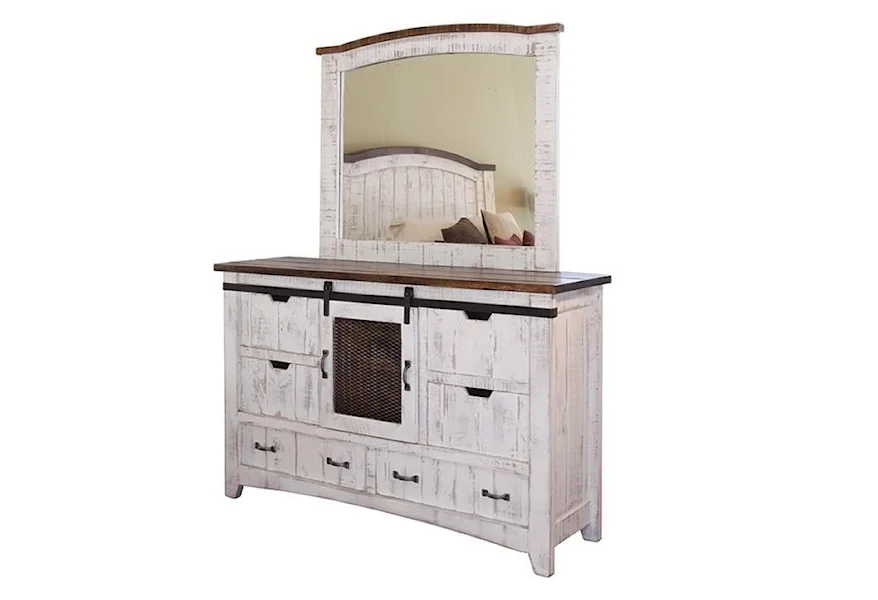 Pueblo Dresser and Mirror Set by International Furniture Direct at Furniture and ApplianceMart