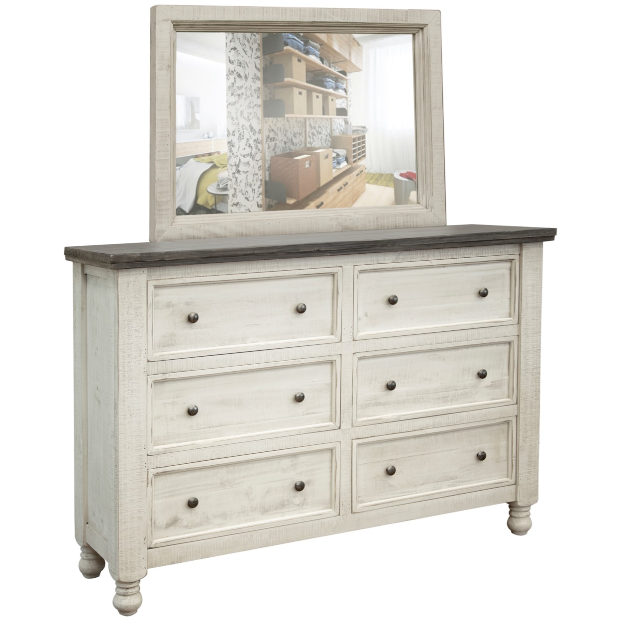 IFD International Furniture Direct Stone Dresser Mirror