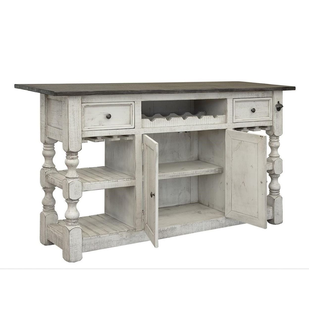 International Furniture Direct Stone Bar with 2 Drawers and 2 Doors