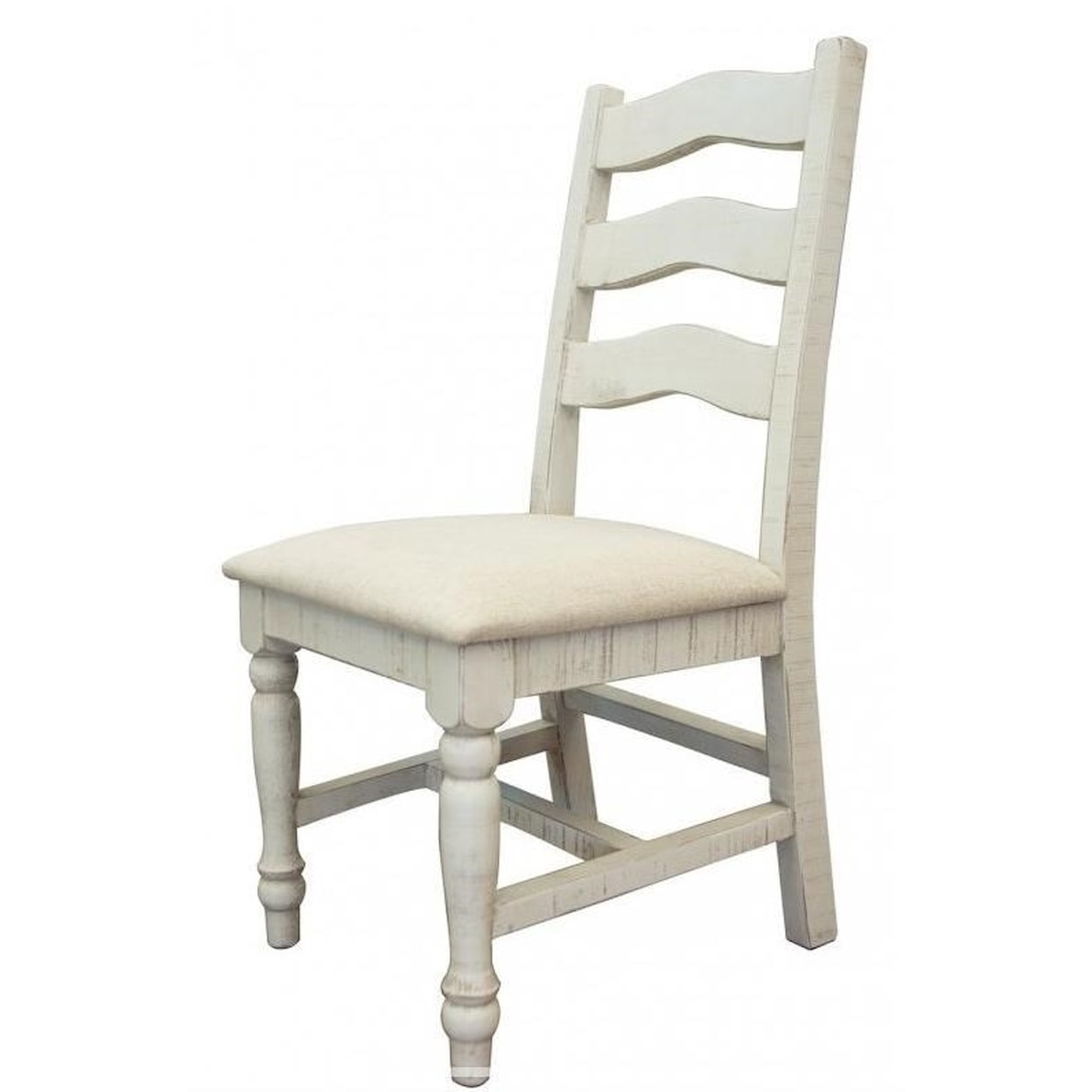 International Furniture Direct Stone Solid Wood Chair with Fabric Seat