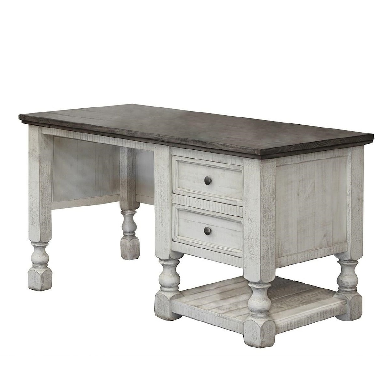 International Furniture Direct Stone Desk with 2 Drawers and 1 Shelf
