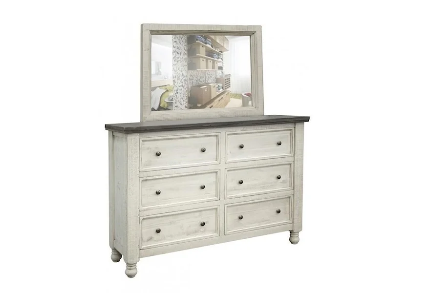 Stone Dresser and Mirror Set by International Furniture Direct at Westrich Furniture & Appliances