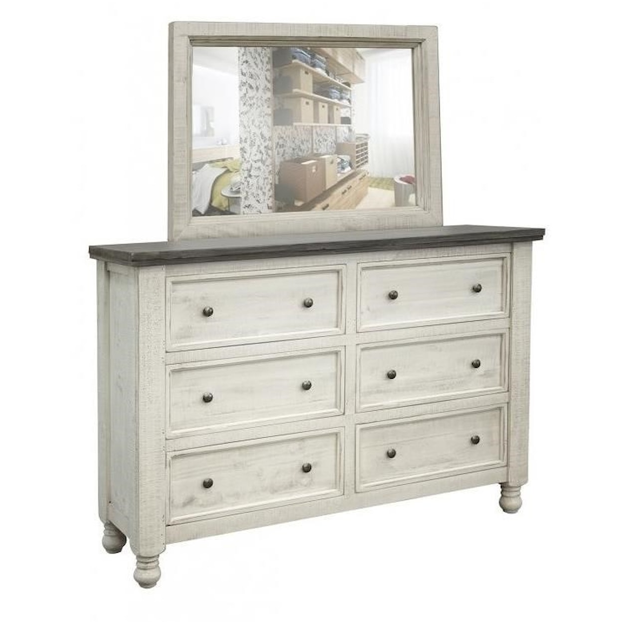 International Furniture Direct Stone Dresser and Mirror Set