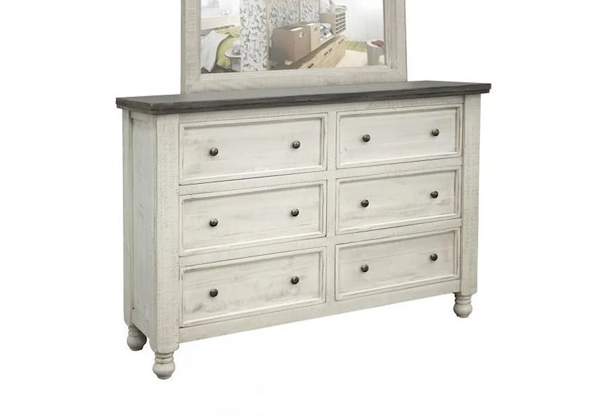 Stone 6 Drawer Dresser by International Furniture Direct at Furniture Superstore - Rochester, MN