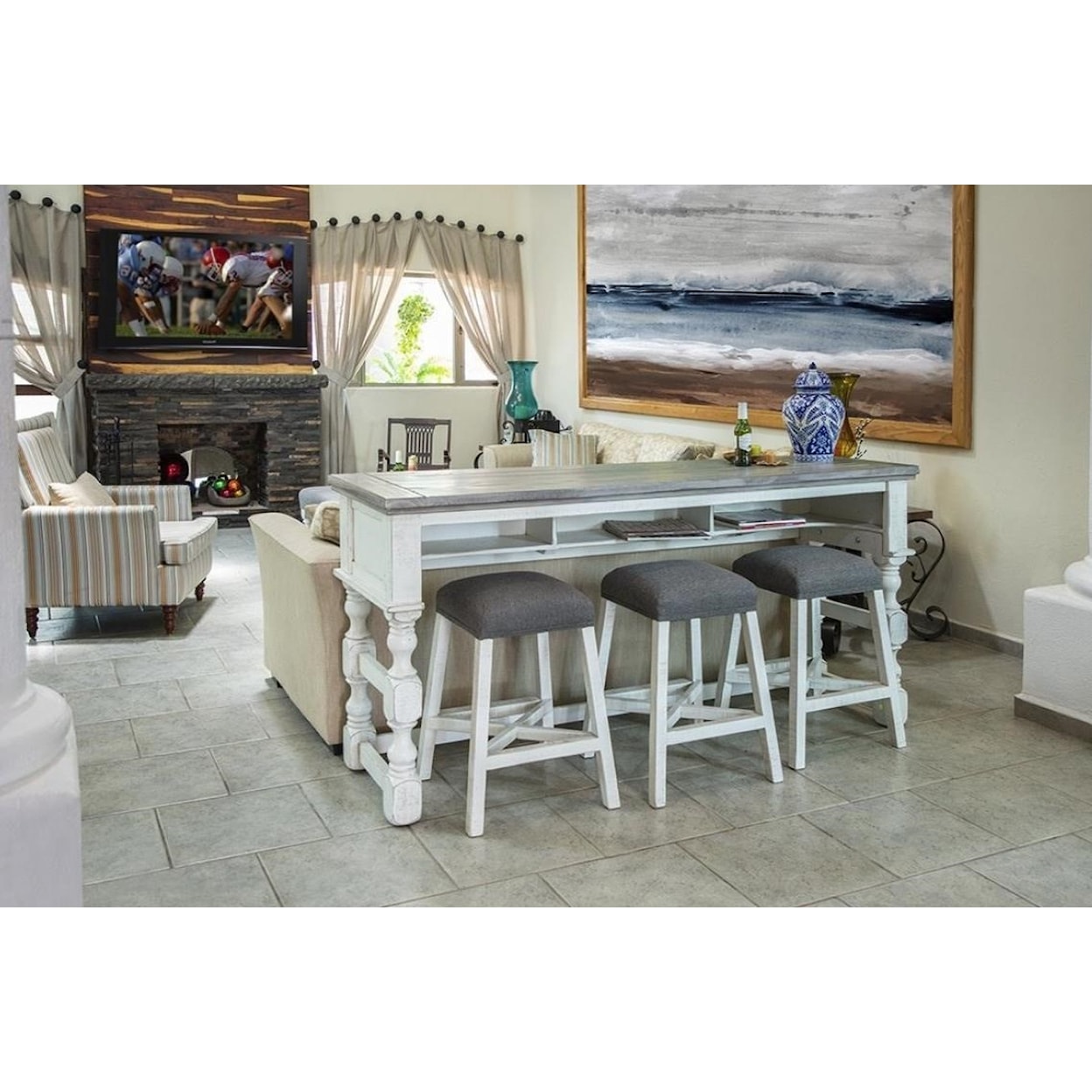 International Furniture Direct Stone Counter Height Sofa Table