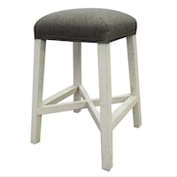 Relaxed Vintage 24" Stool with Fabric Seat