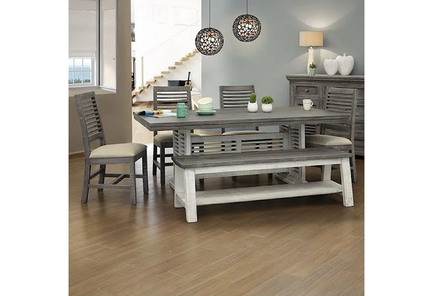 Stone Table And Chair Set With Bench by International Furniture Direct at Godby Home Furnishings