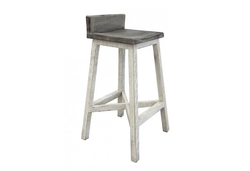 Stone 30" Stool with Wooden Seat and Base by International Furniture Direct at Godby Home Furnishings