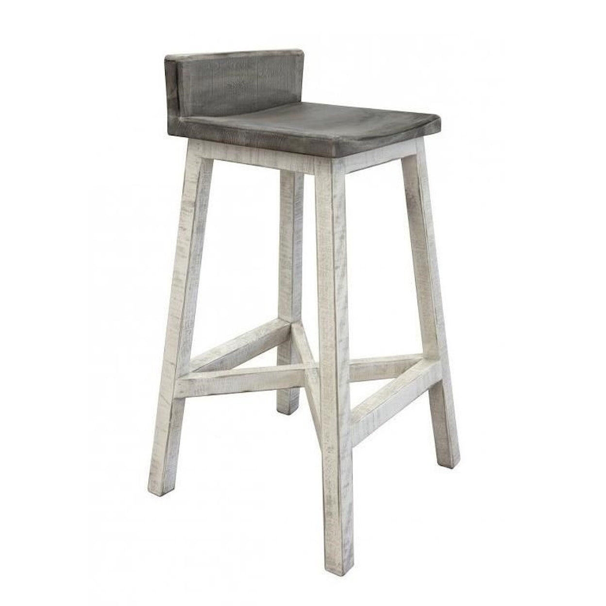 IFD International Furniture Direct Stone 30" Stool with Wooden Seat and Base