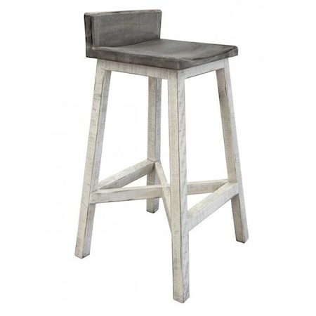 Relaxed Vintage 30" Stool with Wooden Seat and Base