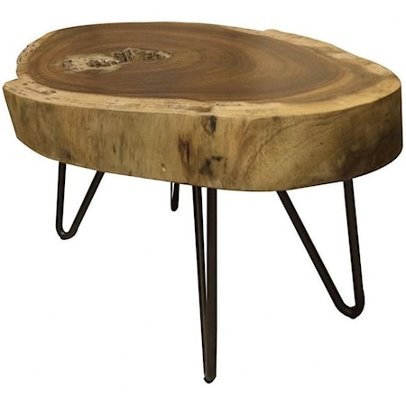Industrial Live Edge Solid Wood End Table