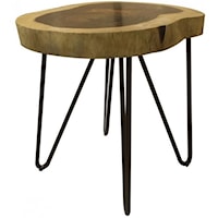 Industrial Live Edge Solid Wood Chair Side Table