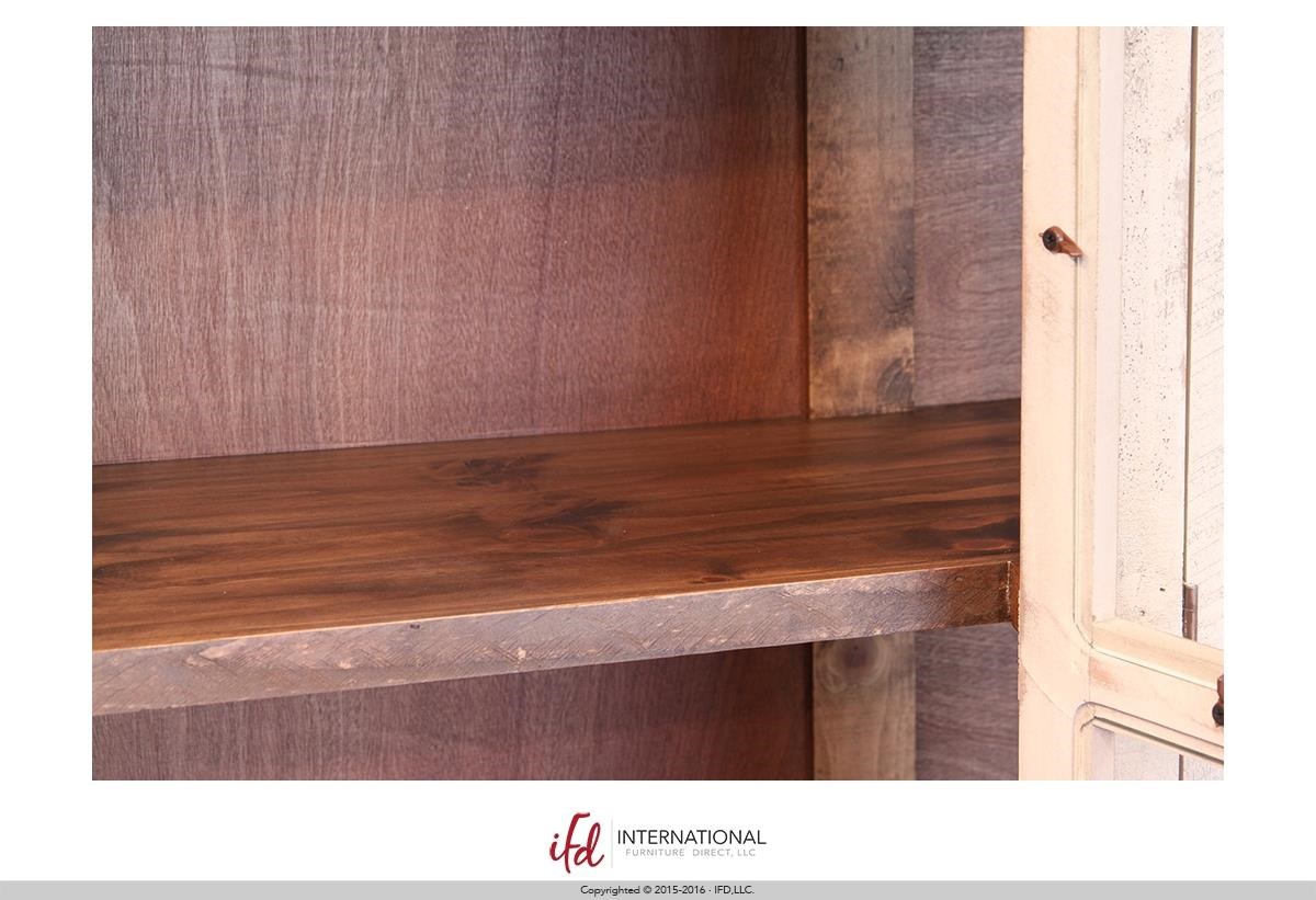 International Furniture Direct 926 Antique White 71" Console with Glass Doors