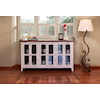 International Furniture Direct 926 Antique White 71" Console with Glass Doors