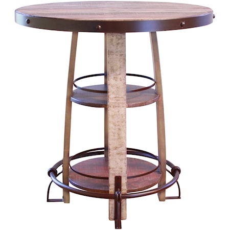 Rustic Bistro Barrel Bar Table with Storage