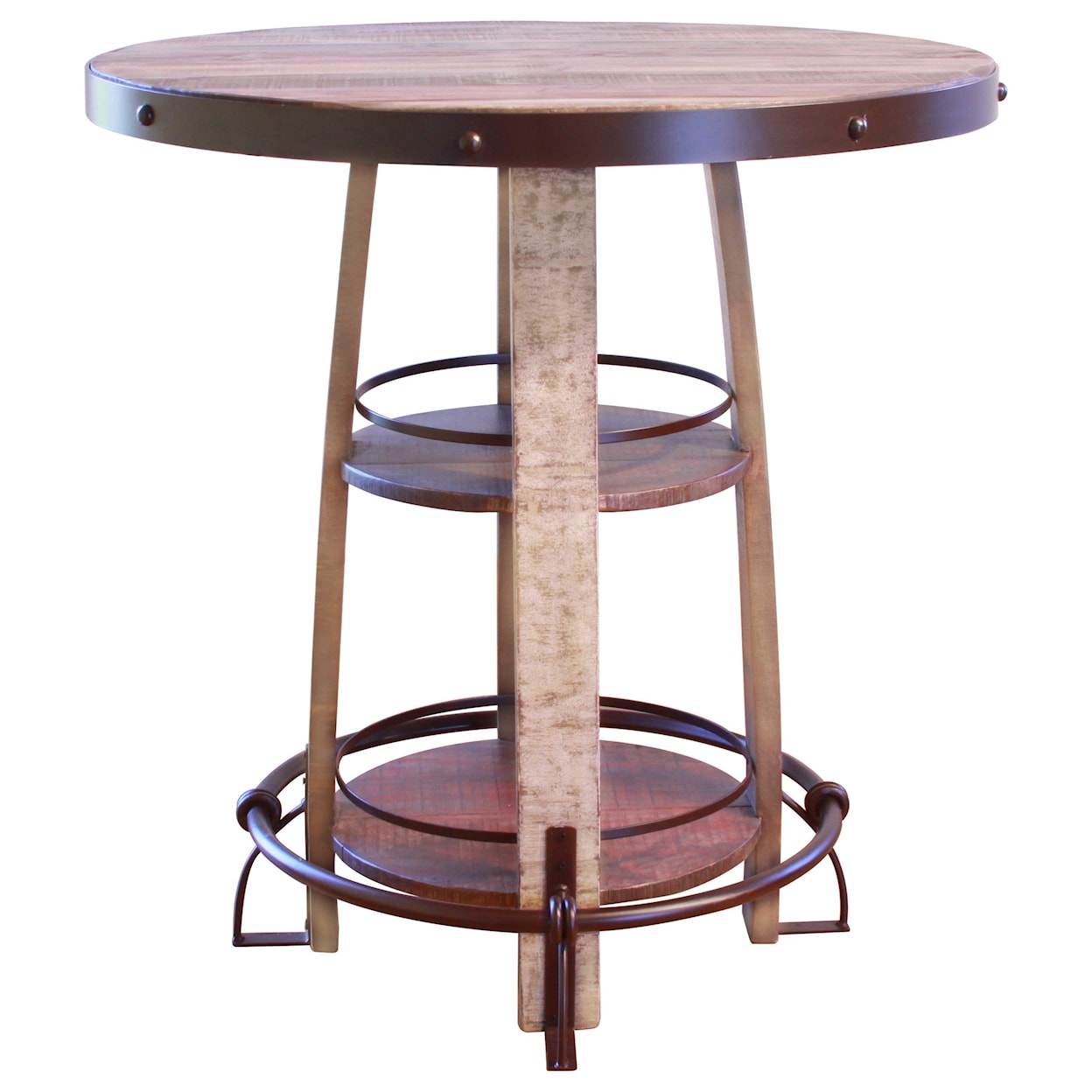 International Furniture Direct 967 Rustic Bistro Barrel Bar Table