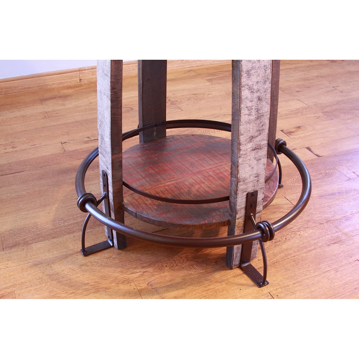 International Furniture Direct 967 Rustic Bistro Barrel Bar Table