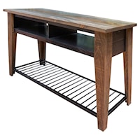 Rustic Sofa Table with Iron Shelf