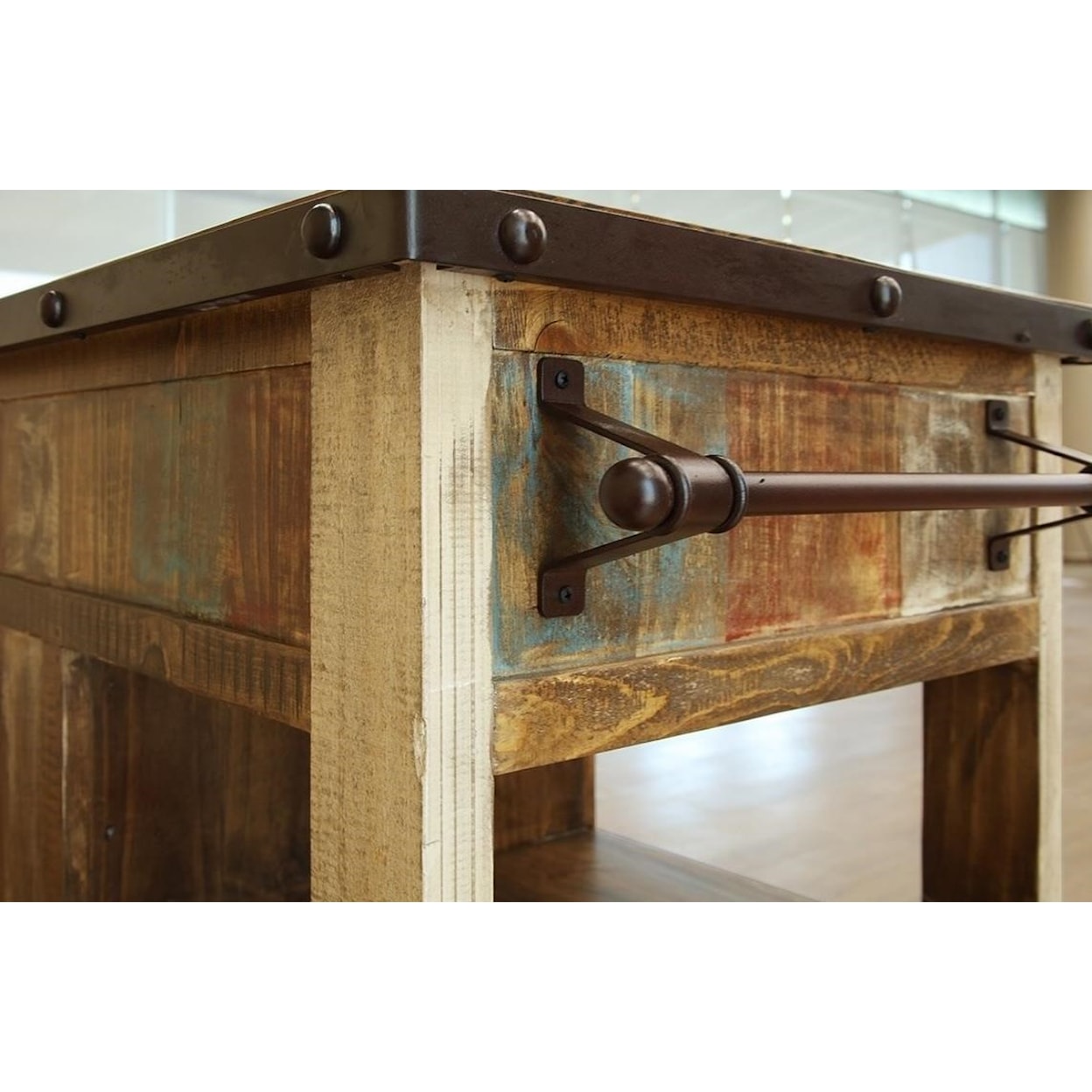 IFD International Furniture Direct Antique 963 Kitchen Island with 1 Drawer and 1 Door