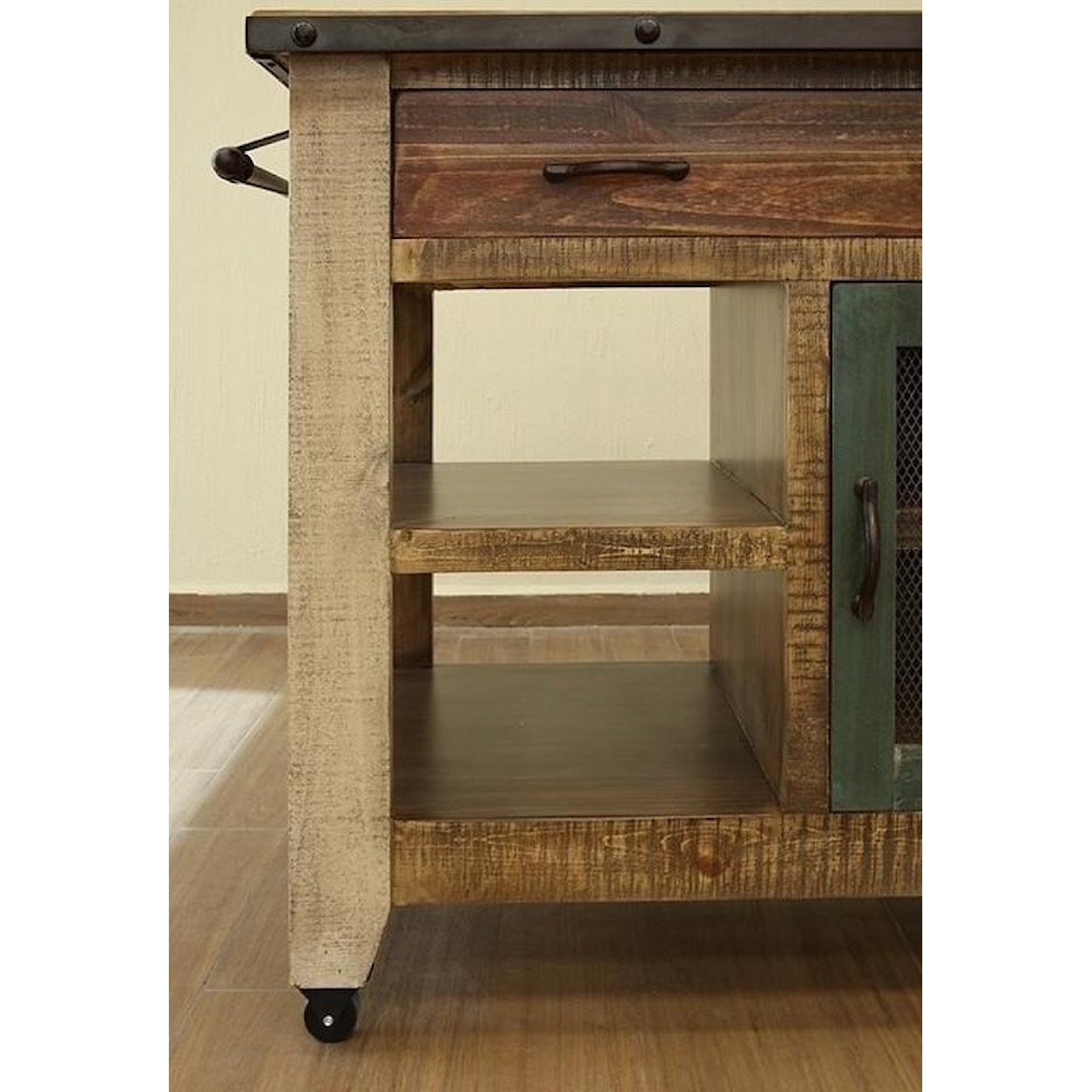 International Furniture Direct Antique 963 Kitchen Island with 1 Drawer and 1 Door