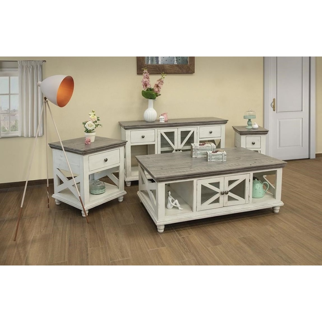 IFD International Furniture Direct Florence 2-Drawer, 2-Door Sofa Table